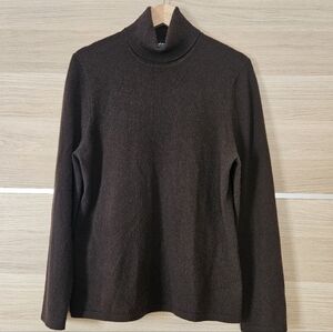 Lord & Taylor 100% Cashmere Turtleneck Sweater Brown XL Classic Soft
